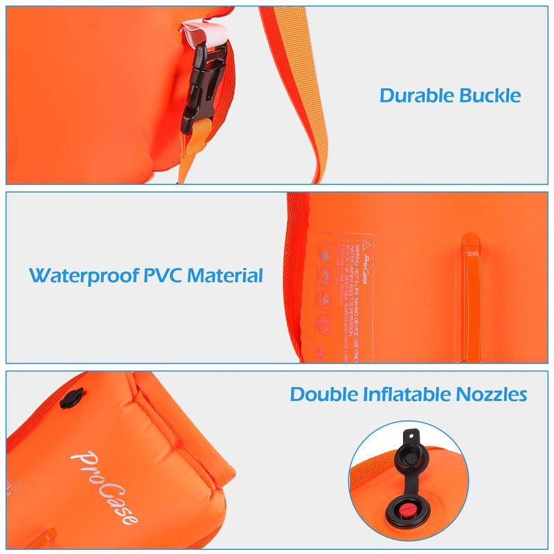 ProCase 35L Swim Buoy Dry Bag, Floating Waterproof Backpack with Shoulder Waist Strap for Open Water Swimming Paddling Boating Kayaking Rafting Hiking Camping Fishing Beach -Orange - BeesActive Australia