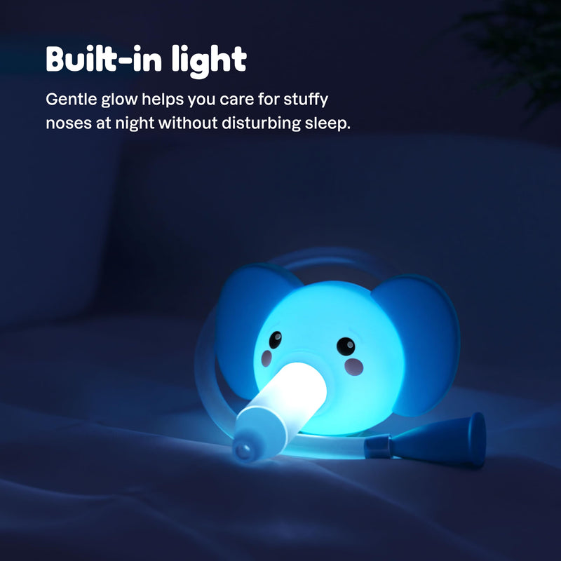 Playhouse MD Booger Buddy Nasal Aspirator, Elephant - with LED Light for Babies & Toddlers – BPA-Free Snot Remover for Infant Stuffy Nose, Congestion Relief – Easy to Clean Design - FSA/HSA Eligible - BeesActive Australia