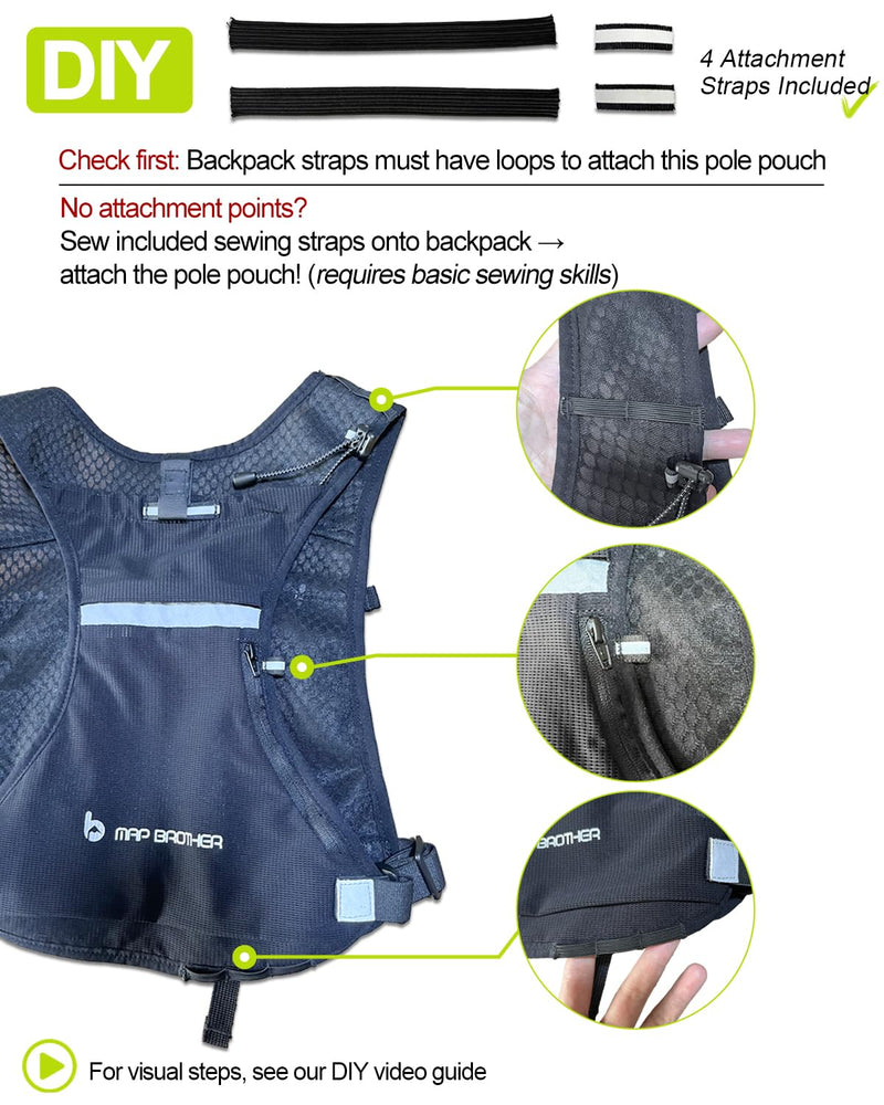 Trekking Poles Carry Bag, Waterproof & Lightweight Hiking Poles Storage Bag, Portable Storage Bag for Trekking Poles, Suitable for Running Hydration Vest & Backpacks Drawstring Style One Size