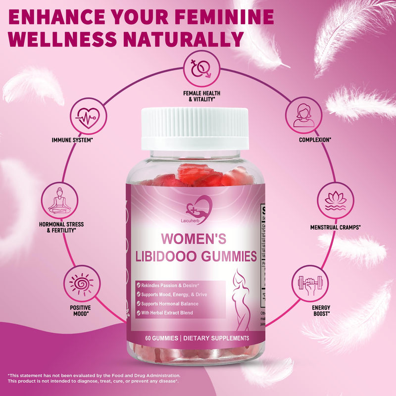Libidoo Support for Women with Maca Root, Daily Wellness Formula for Confidence, Vitality & Emotional Balance, Intimacy Vitamins & Daily Sensual Wellness,60 Gummies