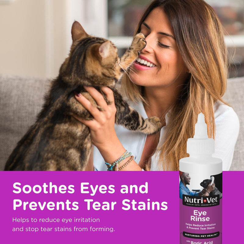 Nutri-Vet Cat Eye Rinse,Sterile Solution Gently Cleanses Eyes &Surrounding Tissue,Removes Debris Pollen and Mucus,Relieves Irritation,Helps Reduce TearStains,Sensitive Ophthalmic Flush,4oz,(Pack of 2) 4 FZ (Pack of 2)