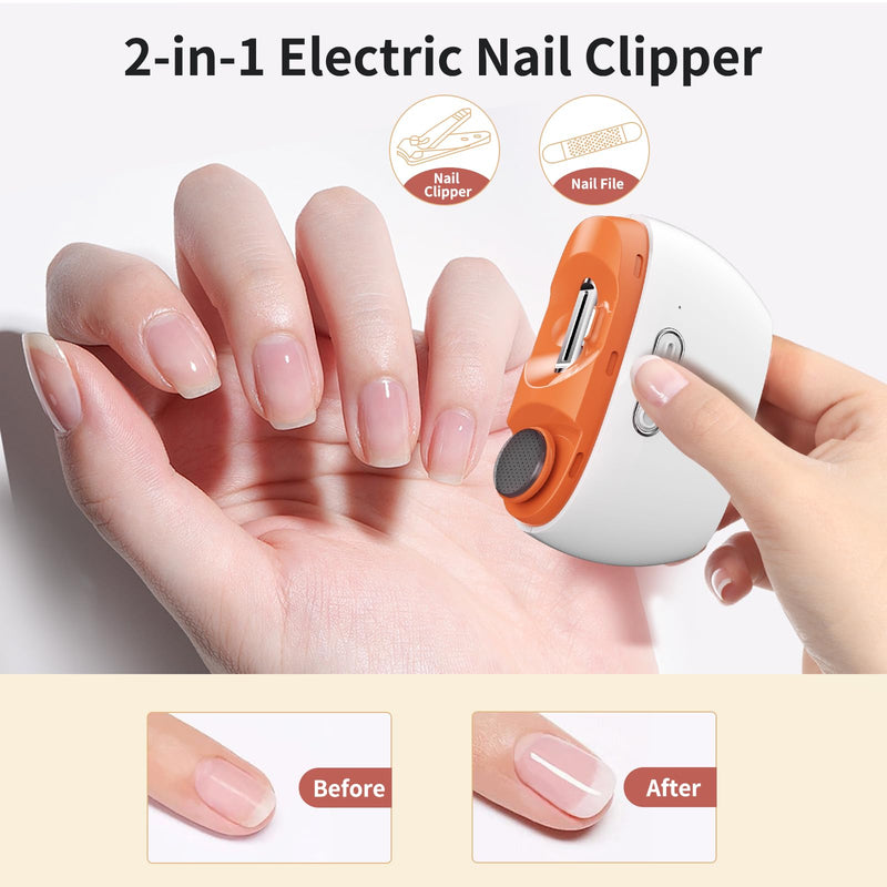 2025 Upgraded 3-in-1 Electric Nail Clipper and File ‚Äì Automatic Nail Trimmer & Polisher with LED Light, USB Rechargeable, Clip Storage, 2-Speed, Safe for Baby, Adults, SeniorsÔºàOrangeÔºâ Orange - BeesActive Australia