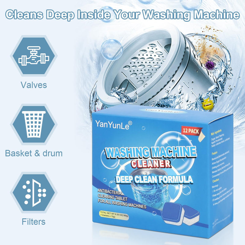 Washing Machine Cleaner, Deodorizer, & Descaler 24-Pack- Deep Cleaning Tablets for HE Front Loader & Top Load Washer, Septic Safe Eco-Friendly - BeesActive Australia