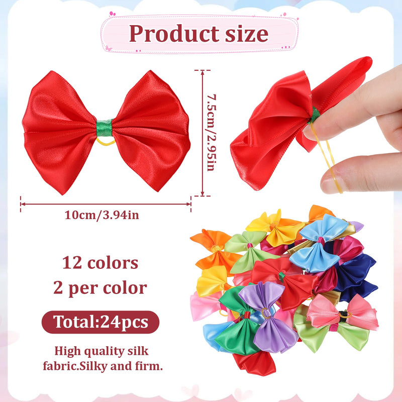 24Pcs 3.9In Cute Dog Bowknot Hair Bows Big Dog Hair Bows Handmade Hair Accessories Bow Dog's Hair Bows for Small Medium Large Dogs Cat Kitten Rabbit Grooming Accessories - BeesActive Australia