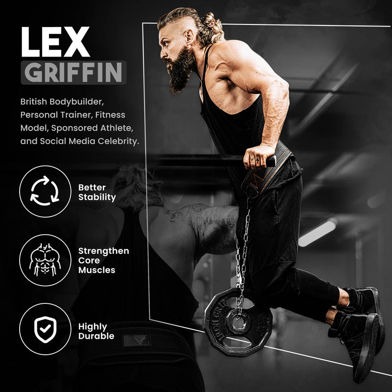 RDX Dip Belt for Weight Lifting, Heavy Duty 36 Inch Adjustable Steel Chain, Dipping Belt Chin Pull Ups Gym Training Bodybuilding Powerlifting Fitness Workout, 6” Padded Neoprene Back Support Men Women Black