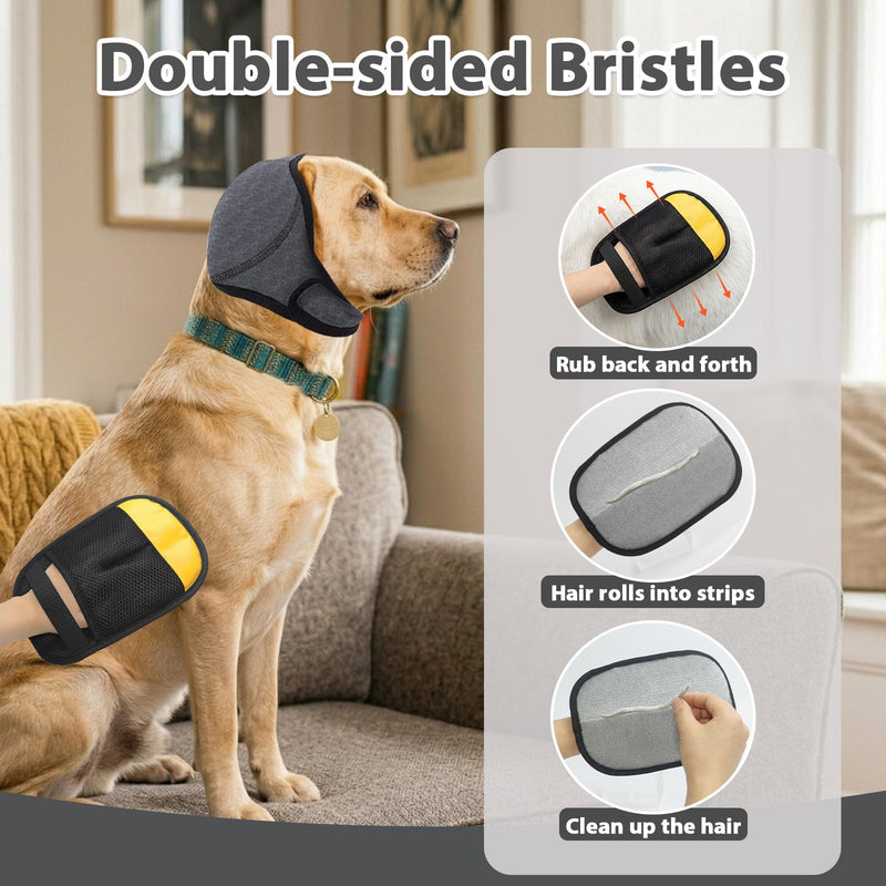 Adhiper No Flap Ear Wraps Muffs for Dogs – Noise Cancelling Ear Covers for Bath, Drying, Swim & Anxiety Relief + Bonus Pet Hair Removal Glove for Laundry, Couch, Carpet (Gray/Medium) Medium