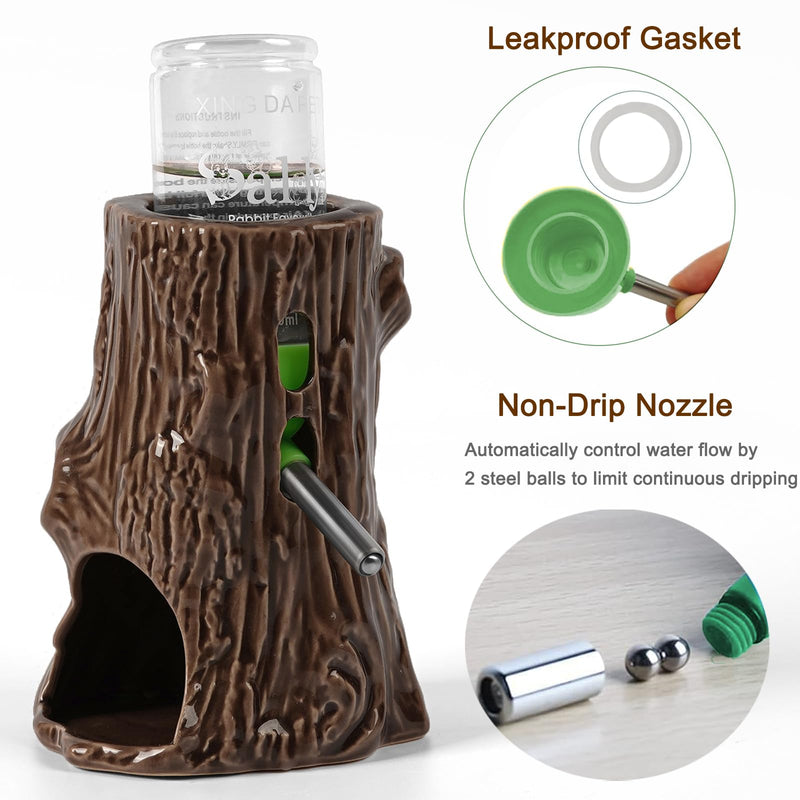 Hamster Water Bottle for Glass Tank, 3-in-1 Adjustable Hamster Water Bottle 80ML Gerbil Water Bottle with Stand Holder, Chew Proof Ceramic Water Dispenser for Dwarf Syrian Hamster Mice Rat - BeesActive Australia