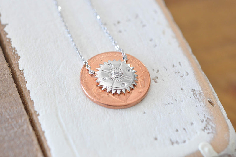 Compass Necklace in Sterling Silver 925 - BeesActive Australia