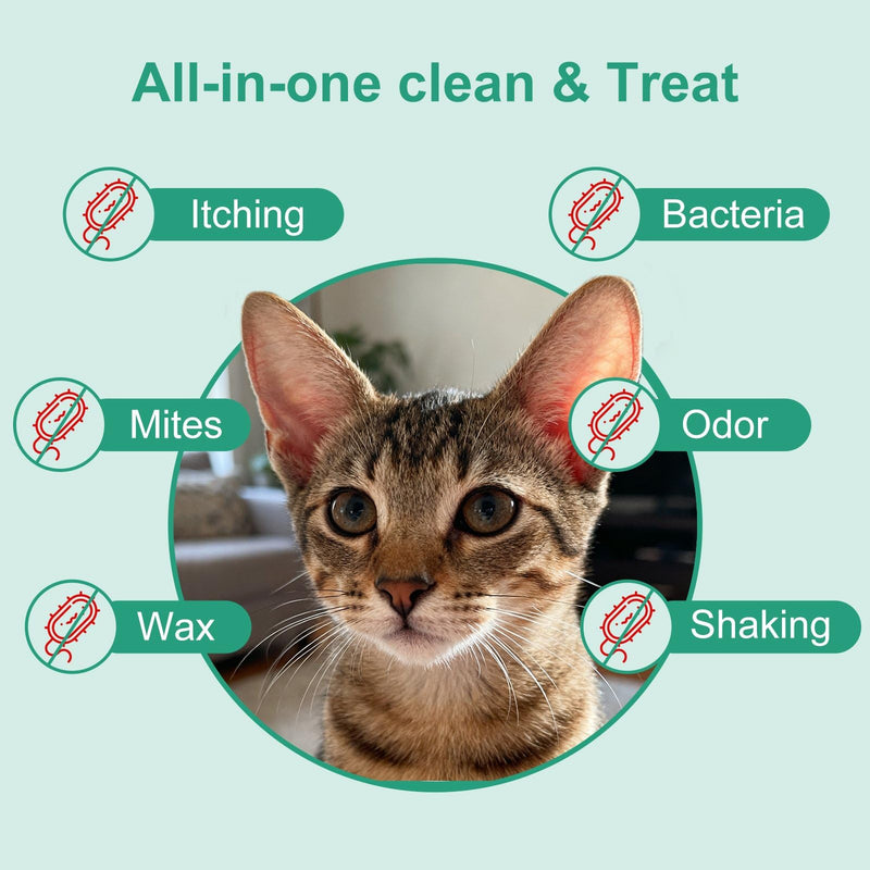 Dog & Cat Ear Drops with Hydrocortisone 1% – Ear Infection & Yeast Relief, Itchy Ear Cleaner for Pets Green
