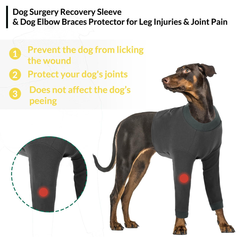 CITÉTOILE Dog Bodysuit After Surgery, Wound Protection Suits for Dogs with Leg, Front Leg Protection for Injury Dogs, Anti-Wound Licking Surgery Body Dogs, E-Collar Alternative, Grey, XXL - BeesActive Australia