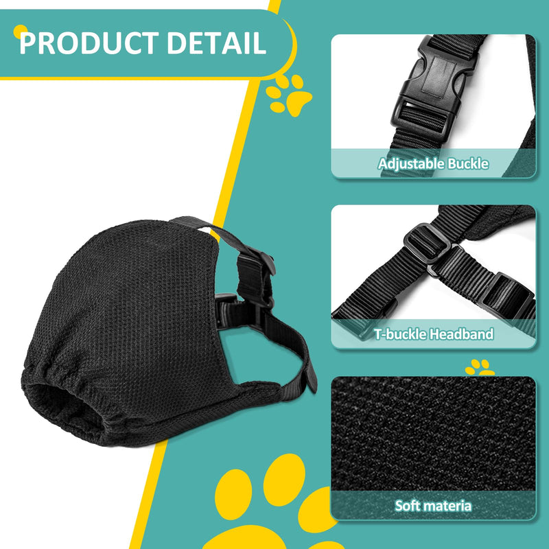OHCOZZY Dog Calming Cap Eye Mask for Anxiety, Adjustable Nylon Pet Eye Cover for Grooming & Nail Trimming(S,Black) S Black