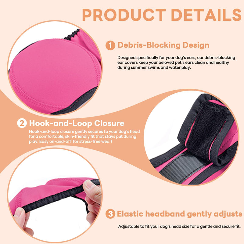 Dog Ear Muffs Noise Protection, No-Shake Ear Wrap for Hematoma Care, Bathing, Drying, Swimming & Noise Anxiety Relief (Rose Red, Small) Rose Red