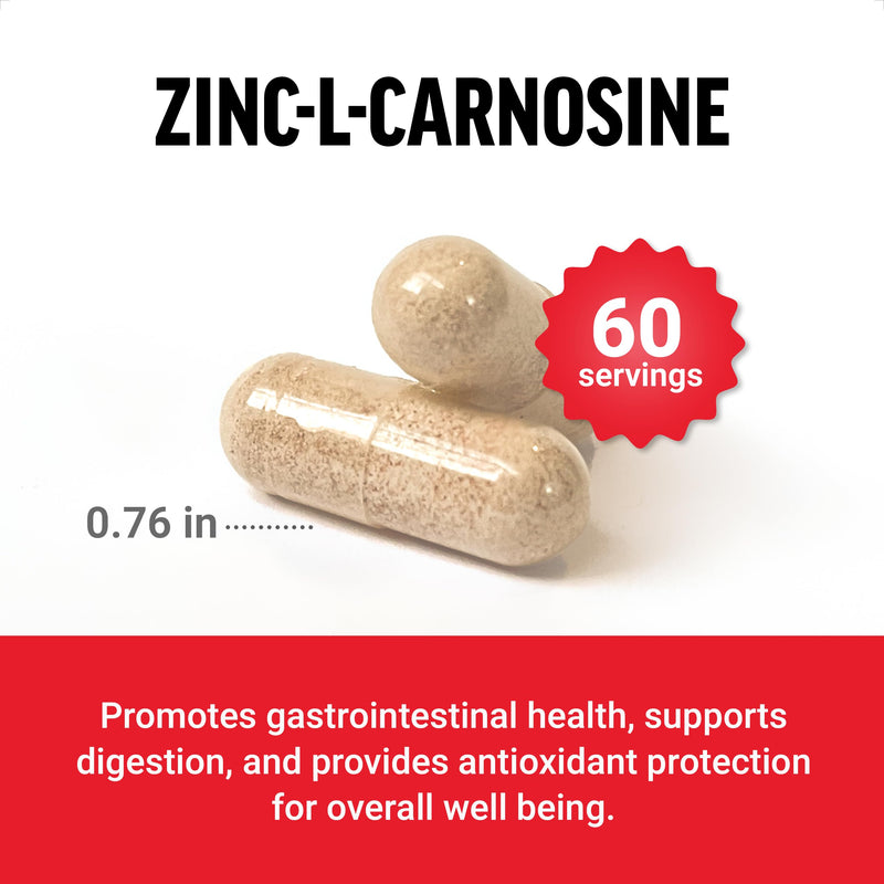 Force Factor Zinc L-Carnosine Capsules | Support Gastric & Digestive Health, Digestion & Bloating Supplement, Vegan, Non-GMO, No Gelatin, 120 Capsules
