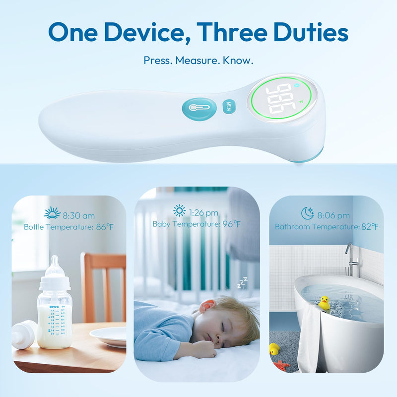 No-Touch Thermometer for Adults and Kids, 1-Second Fast Reading, Color-Coded Fever Alarm, Silent Mode, Object & Room Temperature Function Blue