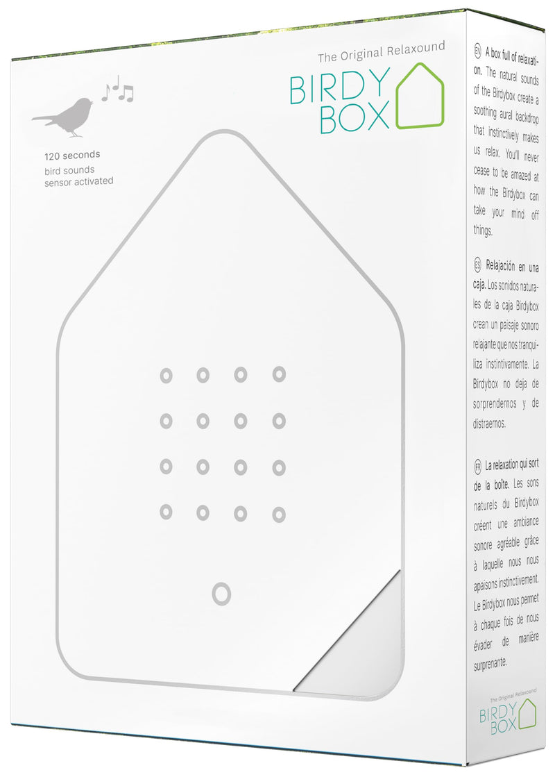 Original Birdybox White - Modern Nature Sound Box - Relaxing Cheerful Bird Concert - Motion Sensor with Sound - Relaxing Tool Classic - BeesActive Australia