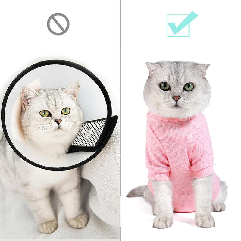 Dotoner cat bodysuit after surgery cat bodysuit for cats surgery cat clothing neck collar alternatives for cats dogs cat suit after surgery anti-leak suit cat pajamas M pink - BeesActive Australia