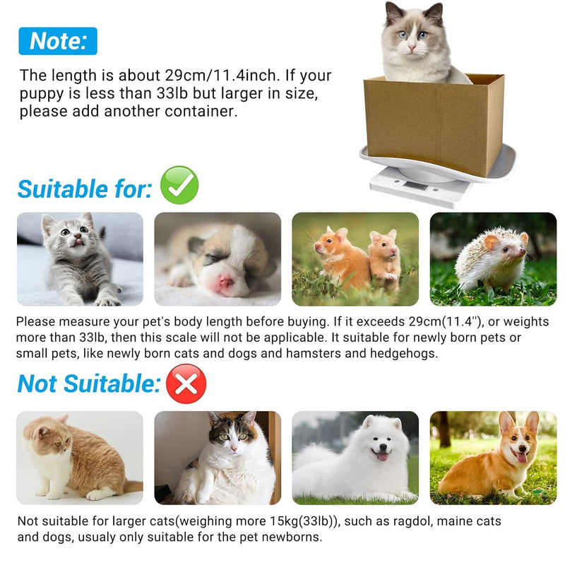 Digital Small Animals Scales for Weighing with Tape Measure, Puppy Whelping Scale Weigh Your Kitten, Rabbit with High Precision, Multifunction Electronic Baby Scales for Small Dogs Pet Scale&Tape - PawsPlanet Australia