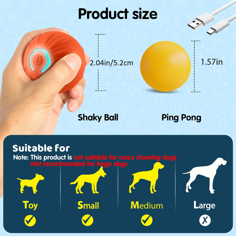 Shaky Ball Toy for Dogs,Vibrating Dog Ball,Shaky Ball Dog Toy,Automatic Moving Dog Toy Ball,Vibrating Ball for Dogs for Small, Medium, Large Dogs (Orange) Orange - BeesActive Australia