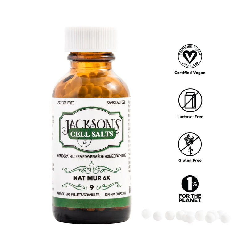 Jackson‚Äôs #9 Cell Salt NAT Mur 6X (500 Pellet Bottle) ‚Äì Certified Vegan, Lactose-Free Schuessler Tissue Salt Natrum Muriaticum 6X Unflavored 500 Count (Pack of 1) - BeesActive Australia
