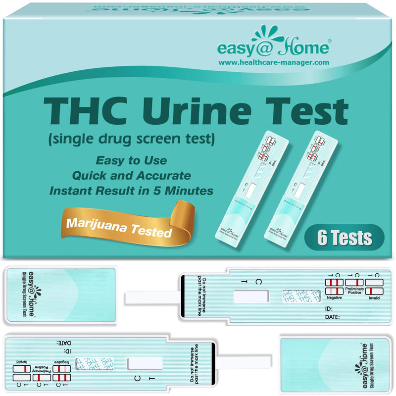 Easy@Home THC Drug Test Kit - Marijuana/Weed Urine Tests for Home Use (6 Pack), 50ng/ml Cutoff Level THC Single Panel Testing Kits, #EDTH-114 6 Count (Pack of 1) - BeesActive Australia