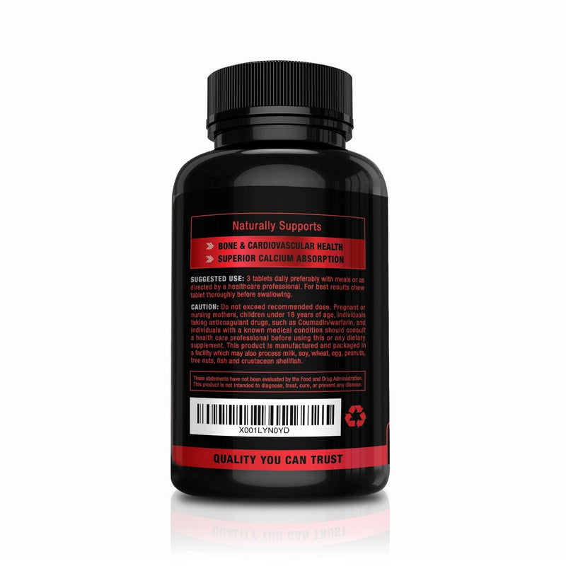 Vitamin K2 D3 - Cherry Flavored Chewable Tablets for Superior Calcium Absorption - Supports Bone & Cardiovascular Health - Serving Size K2 mk7 225 mcg, D3 6000 IU - Vitamin D3 K2