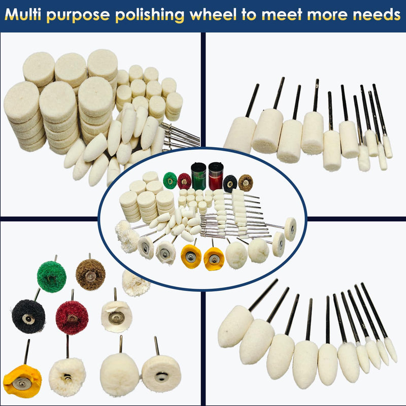 117PCS Dremel Polishing Kit, Polishing Wheel with 2 Polishing Compound，Dremel Polishing Bits for Resin,Jewelry,Metal,Watch