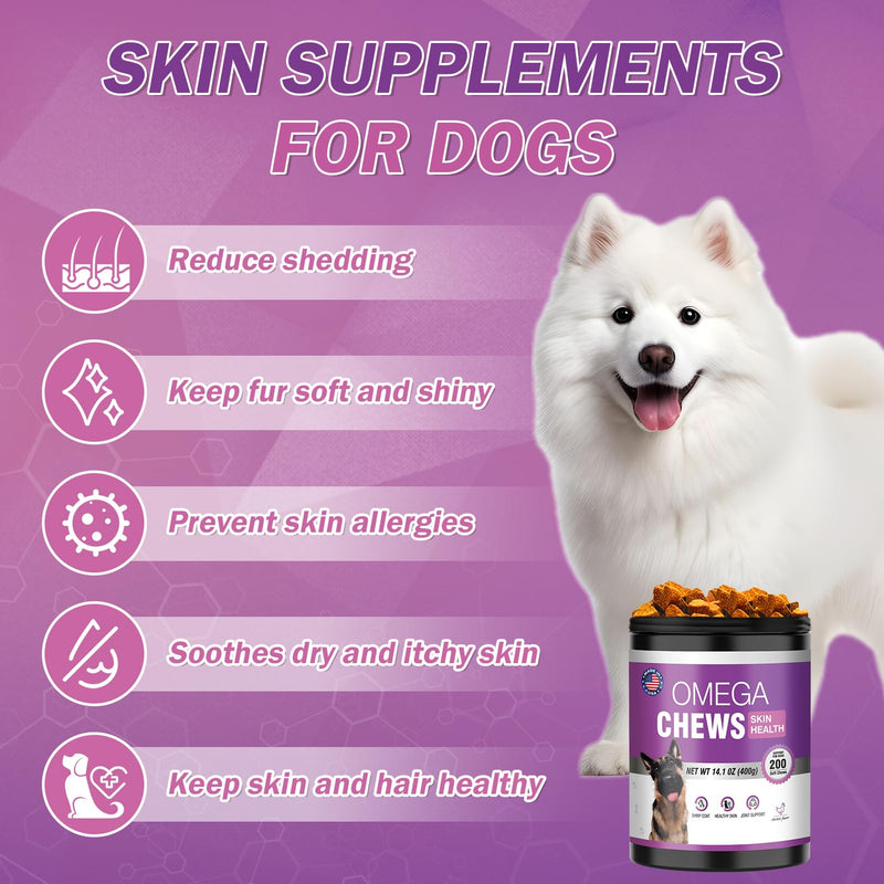 Omega 3 Fish Oil for Dogs Dog Skin and Coat Supplement Omega 3 for Dogs Shiny Coats Dog Skin Allergy Relief for Dogs Itching Reduce Shedding EPA & DHA Fatty Acids Salmon Oil Supplement 200 Ct - BeesActive Australia