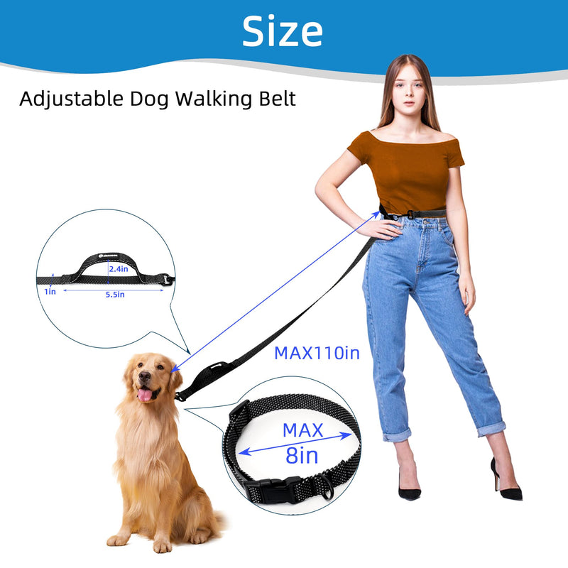 Hands Free Dog Walking Leash, 9ft Black Adjustable Running Leash with Control Handle 9 FT/110 IN - BeesActive Australia