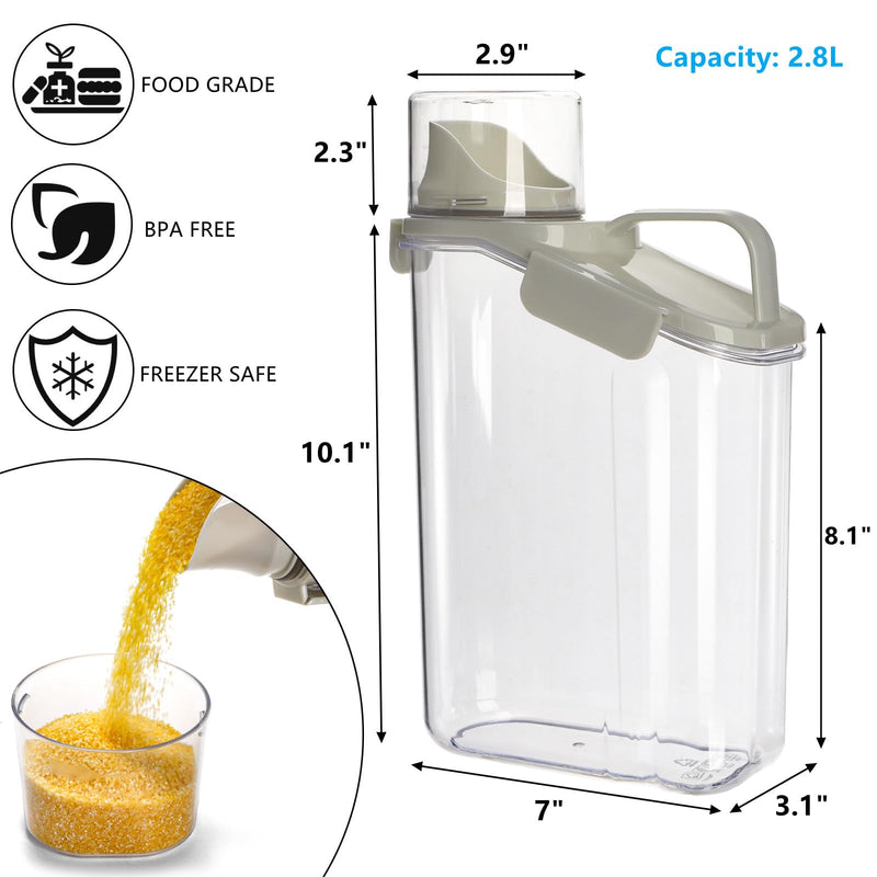 DEAYOU Bird Seed Storage Container, 3 Qt/2.8 L Airtight Cereal Storage Bin with Pour Spout and Measuring Cup, BPA Free Plastic Water Pitcher with Handle for Rice, Grain, Flour, Pet Food, Dry Food - BeesActive Australia