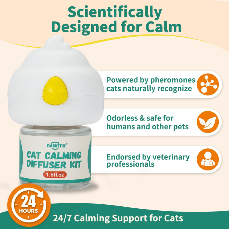 60-Day Cat Calming Diffuser with Pheromones – Cat Pheromone Diffuser for Cats, Helps Reduce Stress, Anxiety, Scratching & Urine Marking, Calming Diffuser for Cats with 2 Refills
