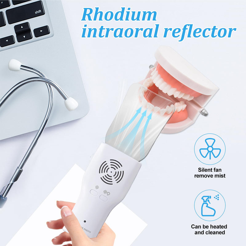 Fog-Free Dental Occlusal Photographic Mirror Device with 4 Rhodium Intraoral Reflective Mirrors for Dentistry, Anti-Fog Fan and LED Lighting Handle with Plated Glass Reflectors Oral Inspection Kit - BeesActive Australia