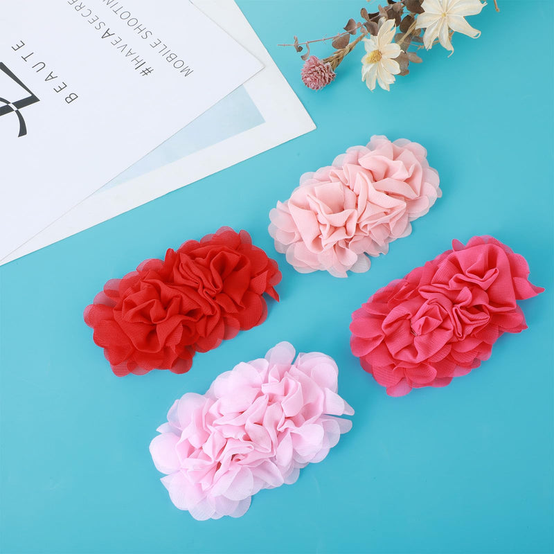 4 Pcs Dog Collar Flowers Attachement, Soft Chiffon Large Flowers Dog Collar Charms Removable Flower for Dog Collar Multi Color Dog Flower Collar Accessory for Female Dog - BeesActive Australia