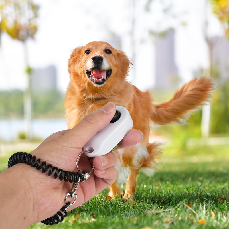 Dog Training Clicker with Finger Ring and Wrist Strap 2 Pack (Black & White) - Versatile Puppy Trainer & Pet Behavior Aid - BeesActive Australia