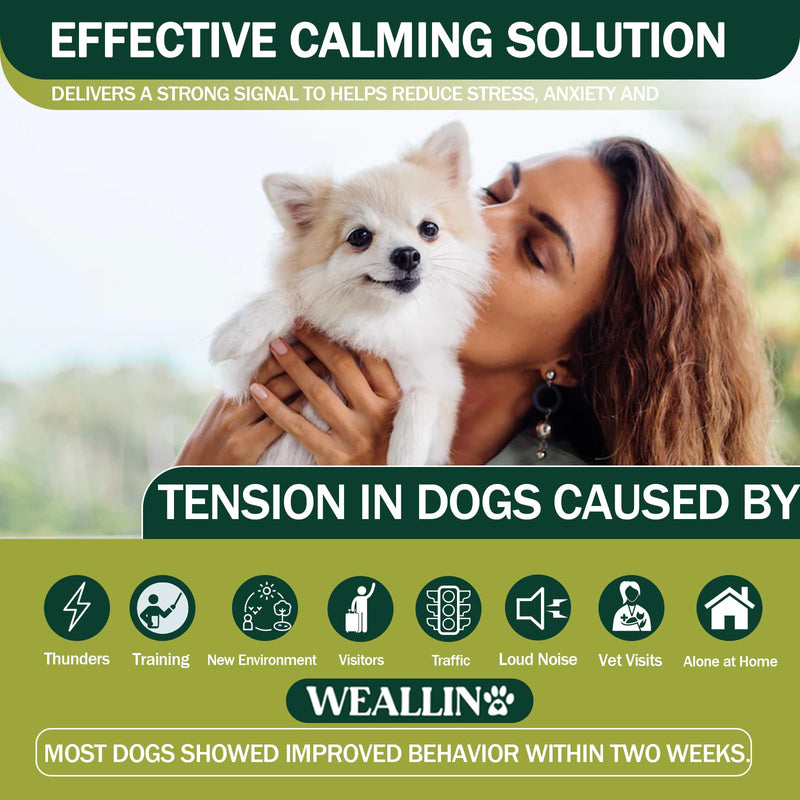 WEALLIN Dog Calming Diffuser Kit 3-in-1 Dog Pheromone Diffuser Set 1 Diffuser + 2 Refill 48ml Vials - 60 Days of Calming and Relaxing 1 diffuser, 2 refills
