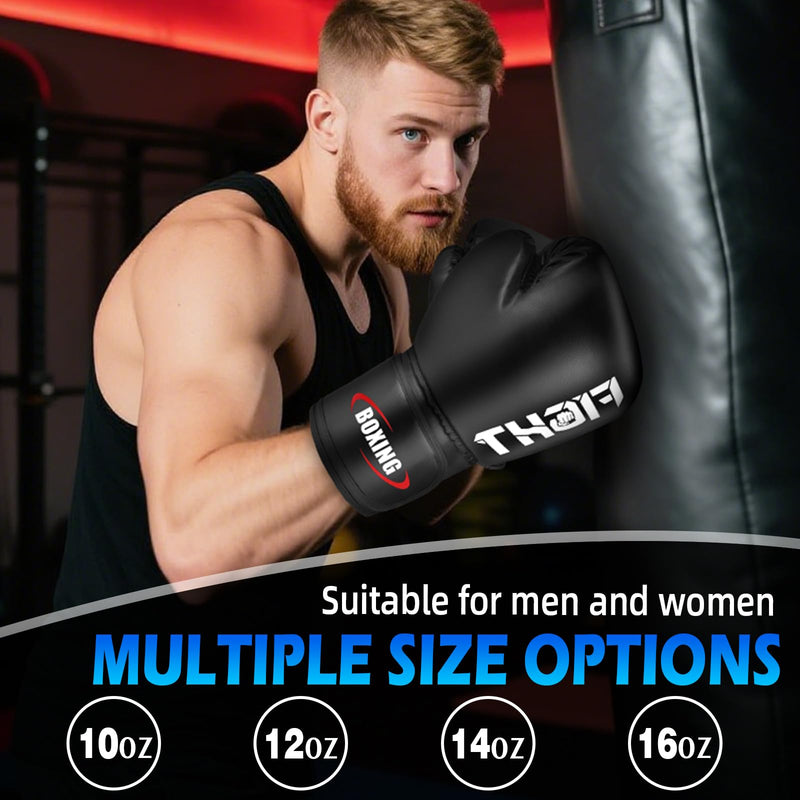 Boxing Gloves for Men and Women, Pro Training Sparring Muay Thai Gloves, Adults Heavy Punching Bag Gloves for Boxing Kickboxing Mixed Martial Arts MMA Training, Multi Layered, Ventilated 16 OZ