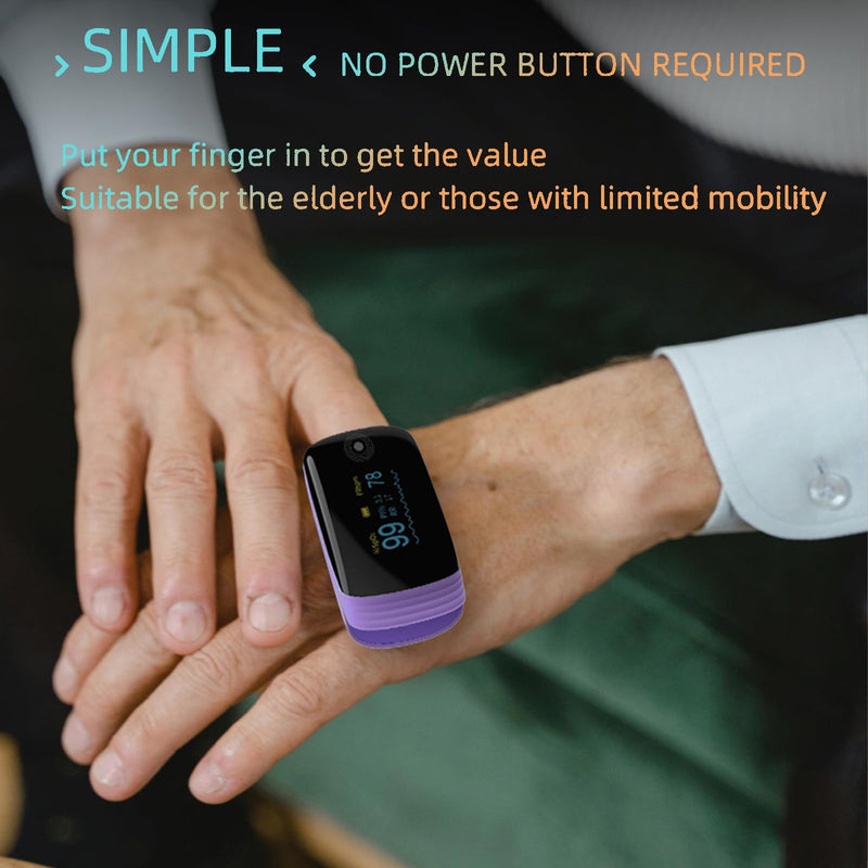 Rechargeable pulse oximeter with respiration , with SpO2 Pulse Rate and PI RR Precision Fast Oximeter SpO2 Reading Outdoor Sports Home (Purple) - BeesActive Australia