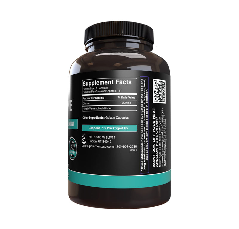 PURE ORIGINAL INGREDIENTS, Glycine, 365 Capsules | For everyday use, easy-to-swallow capsules, and daily nutrition support