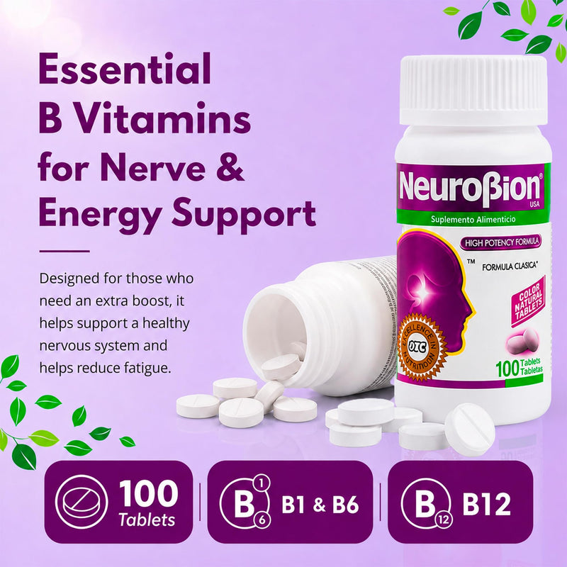 NeuroBion High Potency Classic Formula 100 Tablets | The original once-daily formula in the classic white box; sealed, authentic import