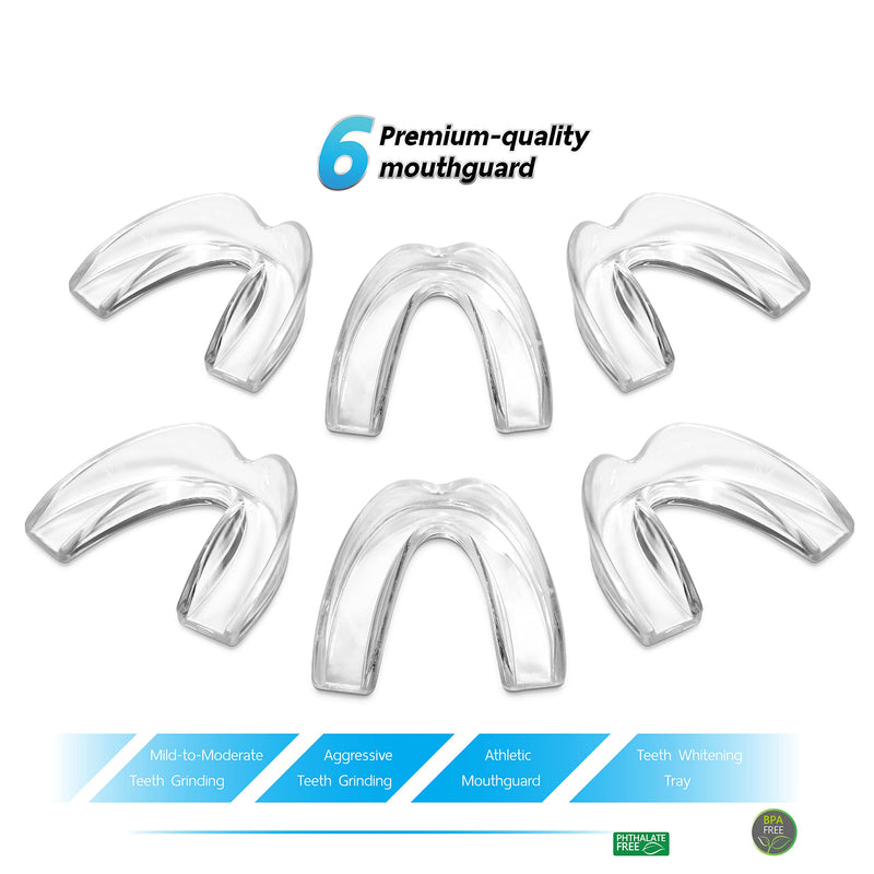 The ConfiDental - Pack of 6 Moldable Mouth Guard for Teeth Grinding Clenching Bruxism, Sport Athletic, Whitening Tray Old Black