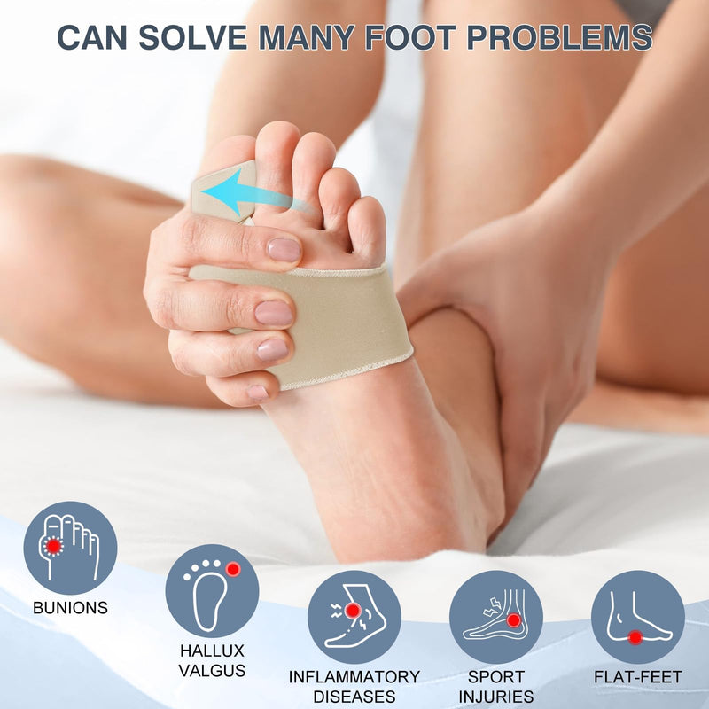 KTSAY 2PCS Bunion Corrector for Women & Men, Big Toe Straightener with Splint & Pads, Comfortable & Breathable for Day/Night Support, Hallux Valgus Pain Relief Non-Slip Socks (1, Beige) 1 - BeesActive Australia