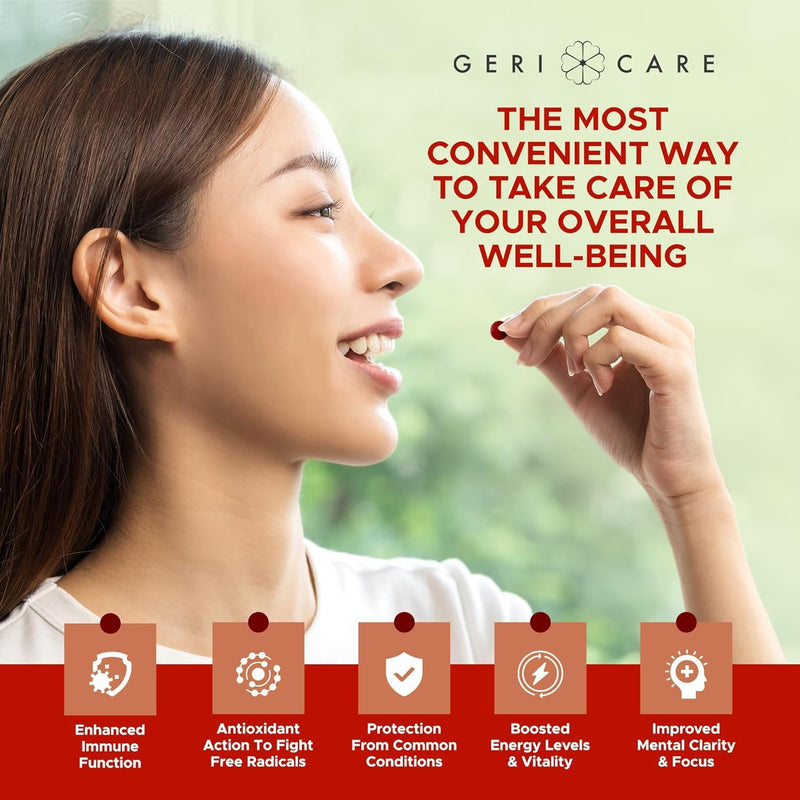 GeriCare One-Daily Multi-Vitamin Tablet, 100 Count Adult Multivitamin Supplement | Easy-to-Take Dietary Supplement with Vitamins A, C, D3, B, Calcium| Vitamin & Mineral Complex (2 Pack) 100 Count (Pack of 2)
