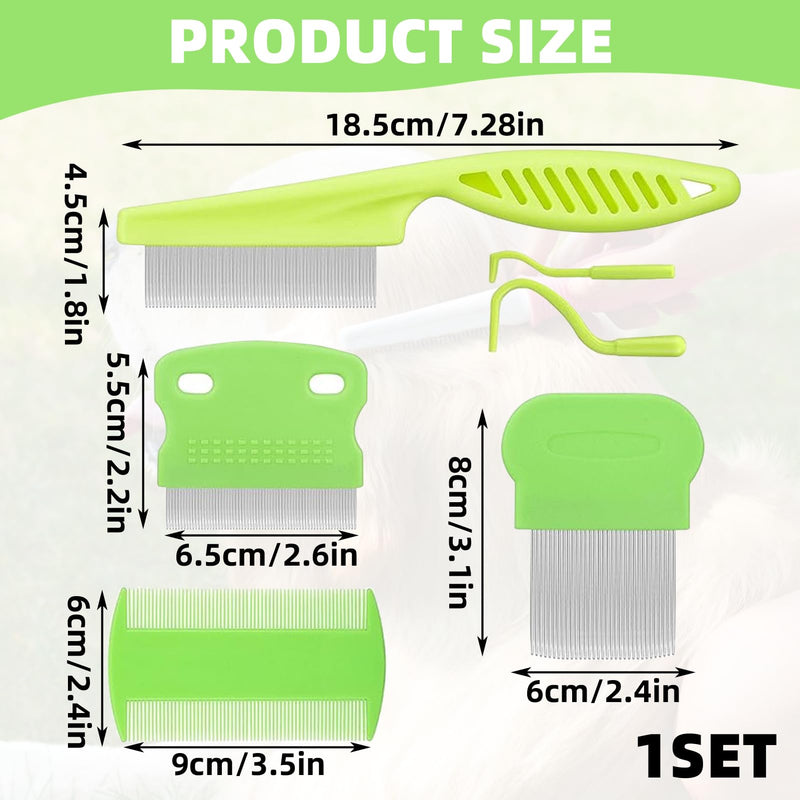 Pack of 6 lice combs and tick hooks, metal teeth, lice comb, tick comb, nit comb for removing fleas, flea tear stain remover comb, lice comb for caring for and removing dandruff or lice - BeesActive Australia