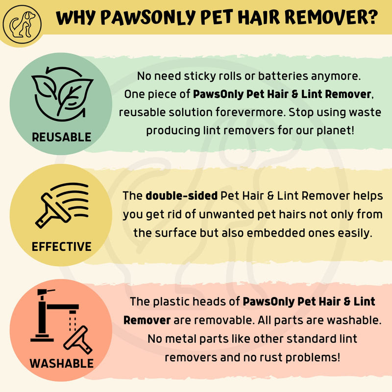 PawsOnly Pet Hair Remover | Cat hair remover | Remove dog hair | Lint Remover for Sofa Car Carpet Scratching Post Clothes | Portable | Lint Brush Animal Hair Pet Hair Remover (Green) Green - BeesActive Australia