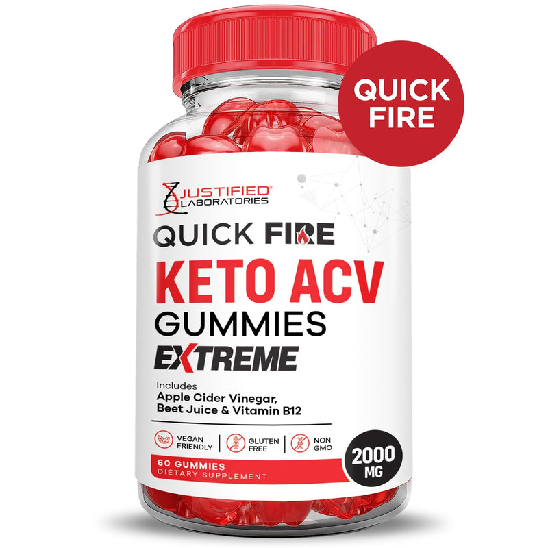 Quick Fire Keto ACV Gummies Extreme 2000MG QuickFire Keto Gummies Apple Cider Vinegar Formulated with Pomegranate Beet Juice Powder B12 Vegan Non GMO 60 Gummys 60 Count (Pack of 1)