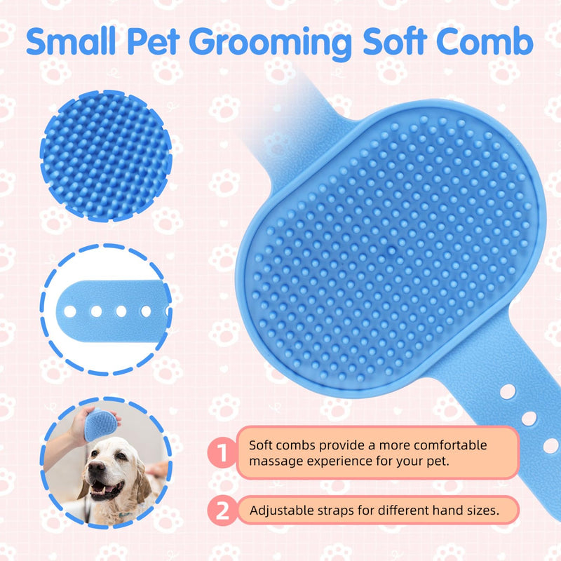 Nobleza - 6-piece small animal care set, rabbit care set with raclette brush, bath and massage glove, hamster comb (blue) - BeesActive Australia