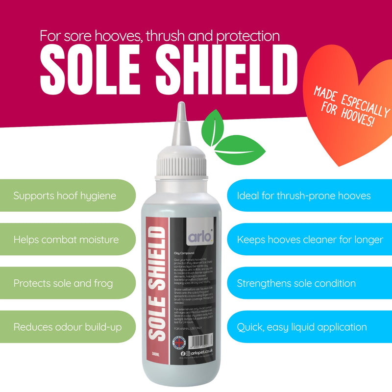 arlo. Sole Shield Liquid Clay Compound 500ml – Hoof Clay, Sole & Frog Protection for Horses | Antibacterial & Antifungal | Zinc Sulphate & Eucalyptus | pH Balanced for Hooves