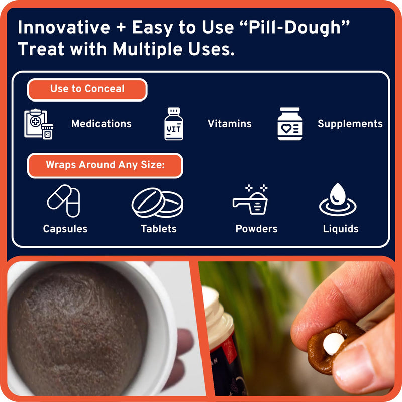 Ultra Easy Pill-Dough Treat Paste Wrap with Probiotics - Forms a Custom Pocket to Hide Pet Medications - Pro Line (1 Pack, Bacon) 1 Pack