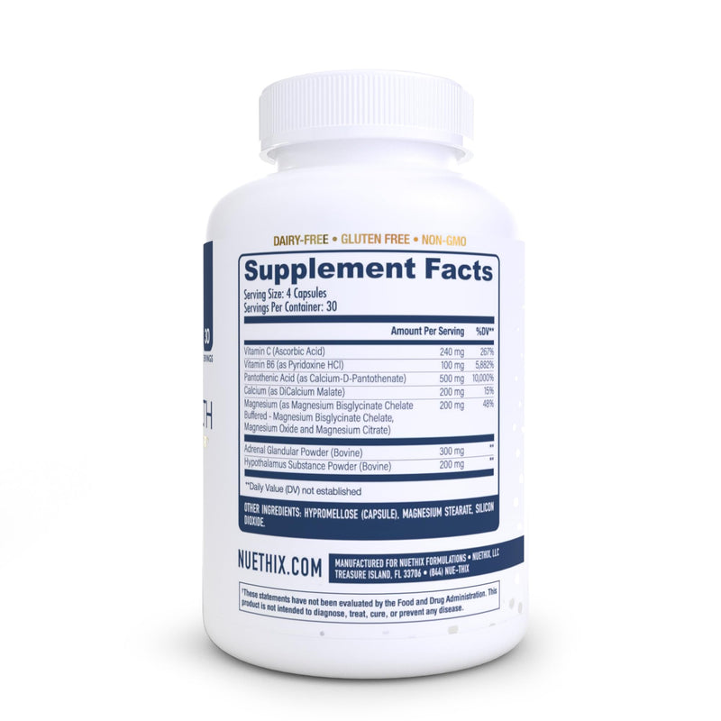 NuEthix Formulations Adrena-Health Dietary Supplement, Support Cortisol Health, Energy Levels, Mood Moderation, Adrenal Support Supplements for Women & Men, Fatigue Supplement - 120 Capsules