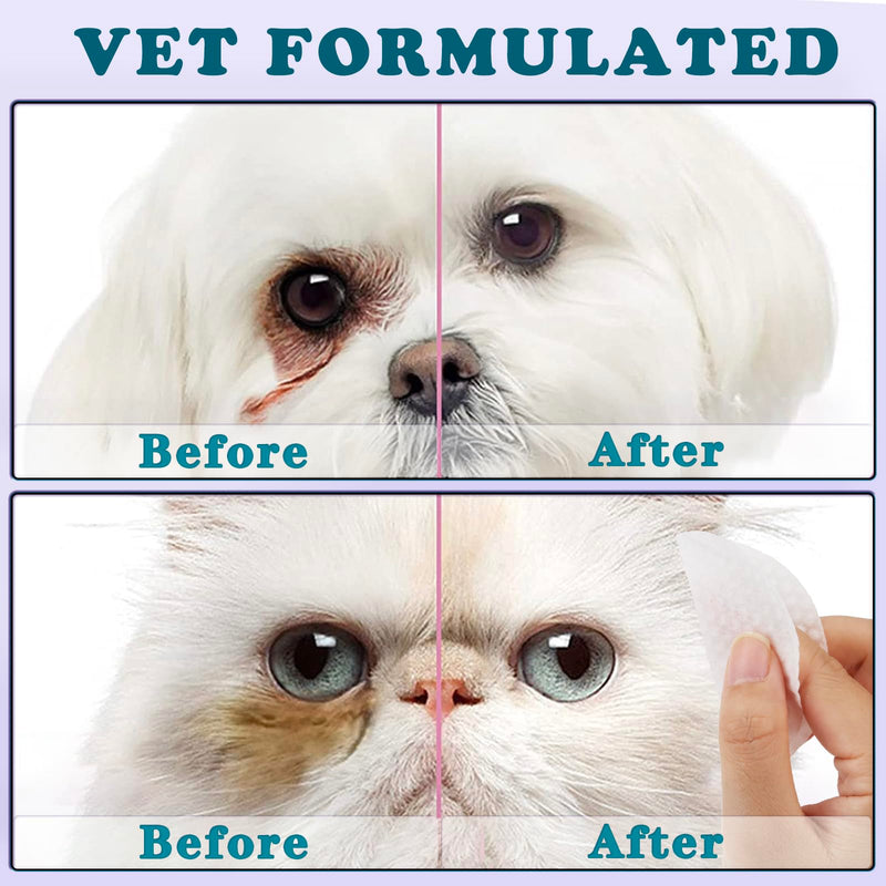 Eyes Wipes for Dogs & Cats - Gently Remove Tear Stain, Eye Debris, Discharge, Mucus Secretions - Coconut Oil Pet Cleaning Grooming Deodorizing Wipes for Eyes, Wrinkle, Face - 120pcs - BeesActive Australia