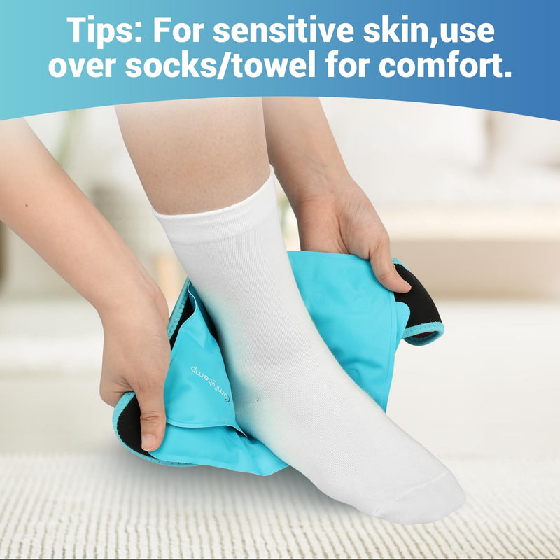 Comfytemp Ankle Ice Pack Wrap Brace for Swelling, Foot Pain Relief, 2 Gel Packs for Injuries Reusable, Hot Cold Compress Therapy for Plantar Fasciitis Relief, Heel Spur, Achilles Tendonitis, Swelling Ankle Ice Pack Wrap (1 Wrap + 2 Gel Ice Packs)